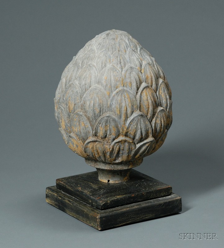 Appraisal: Molded Sheet Zinc Artichoke-form Architectural Finial America th century with