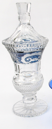 Appraisal: A BOHEMIAN CLEAR CUT CRYSTAL POKAL the cylindrical vessel in