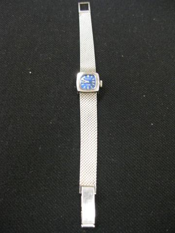 Appraisal: Sterling Silver Wristwatch Nostram jewel fine European mesh band