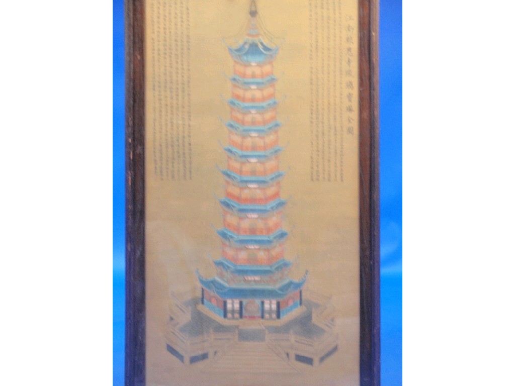 Appraisal: An early thC Japanese painting on silk of a pagoda