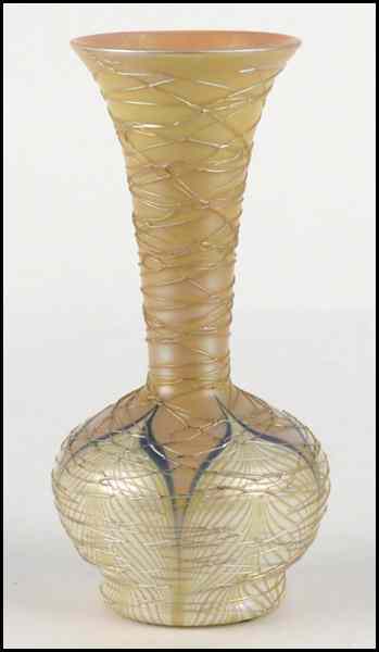 Appraisal: IRIDESCENT GLASS VASE Comprised of a pulled feather motif with