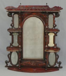 Appraisal: Victorian Faux Grained Walnut Over Mantel Mirror c with an