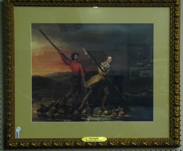 Appraisal: Framed Lithograph Washington Crossing the Rappahannock offset lithographic print in