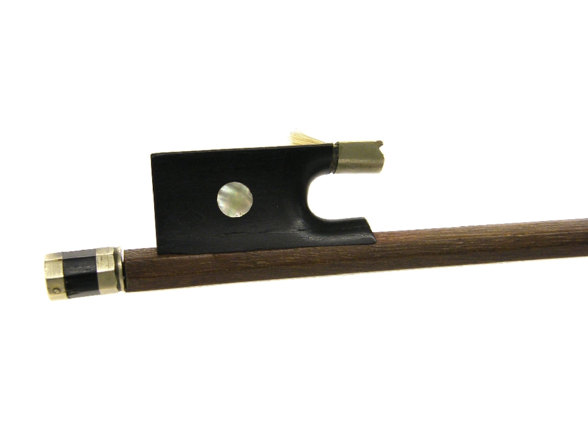 Appraisal: French nickel mounted violin bow possibly by Francois Bazin unstamped