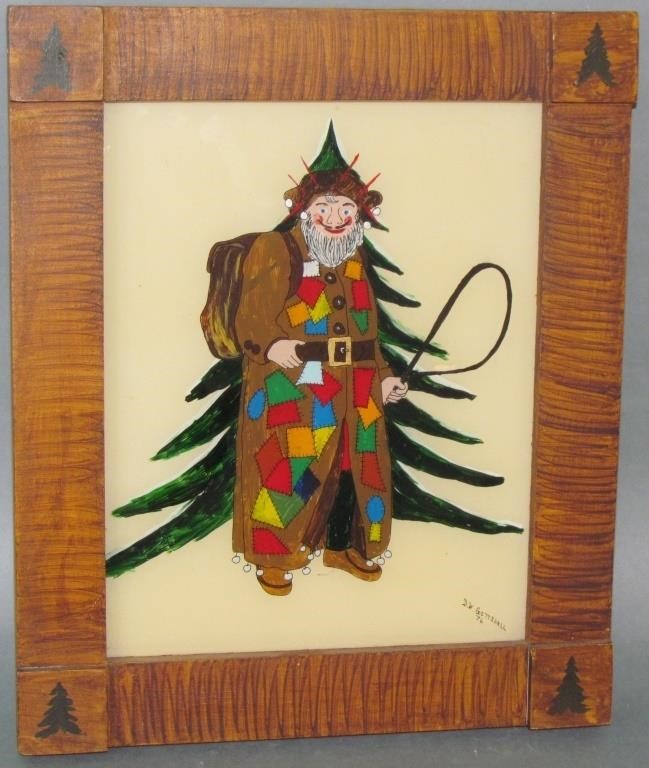 Appraisal: DAVID GOTTSHALL REVERSE PAINTED BELSNICKEL SANTA Ccontained in a paint