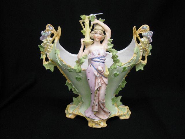 Appraisal: German Victorian Bisque Figural Planter with maiden Art Nouveau tall