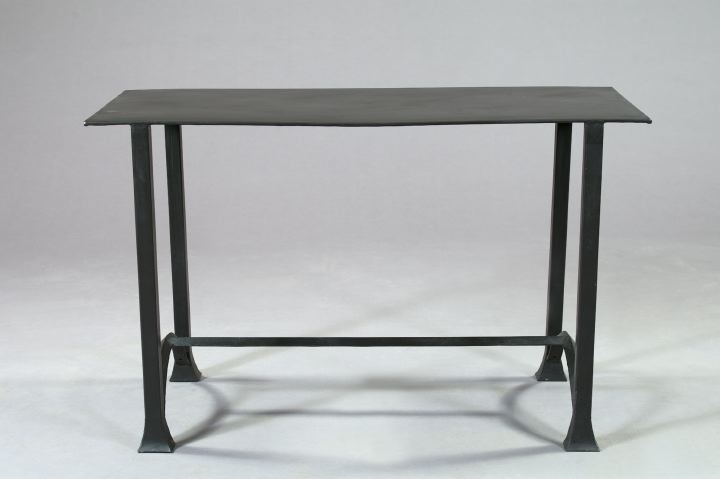 Appraisal: Contemporary Polychromed Iron Console Table of neoclassical inspiration the rectangular