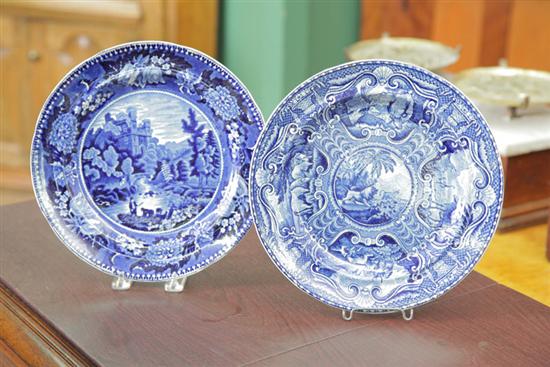 Appraisal: TWO STAFFORDSHIRE BLUE TRANSFERWARE PLATES Including one ''Quadrupeds'' patterned plated