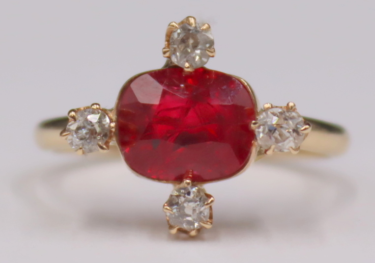 Appraisal: JEWELRY kt Gold Ruby and Diamond Cocktail Ring Signed Cemco