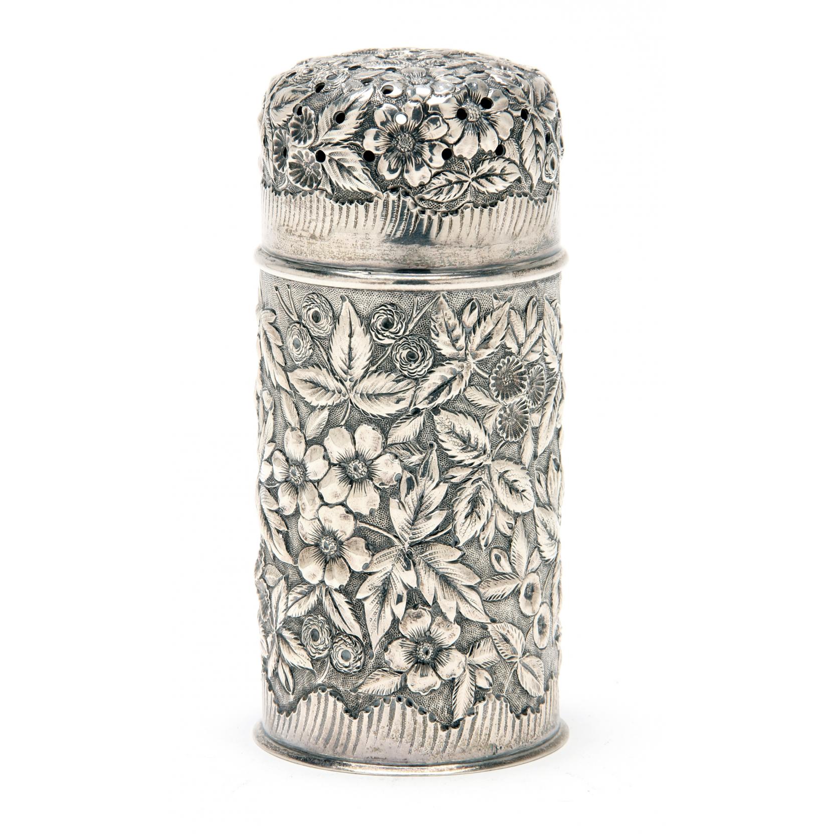 Appraisal: Jacobi Jenkins Repousse Sterling Silver Muffineer circa - in the