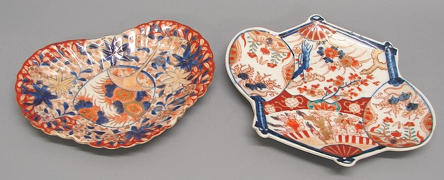 Appraisal: One Imari kidney shaped dish Blue Koransha Restored One Imari