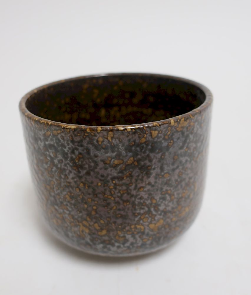 Appraisal: Contemporary Japanese Bowl Signed mottled and textured deep brown glaze