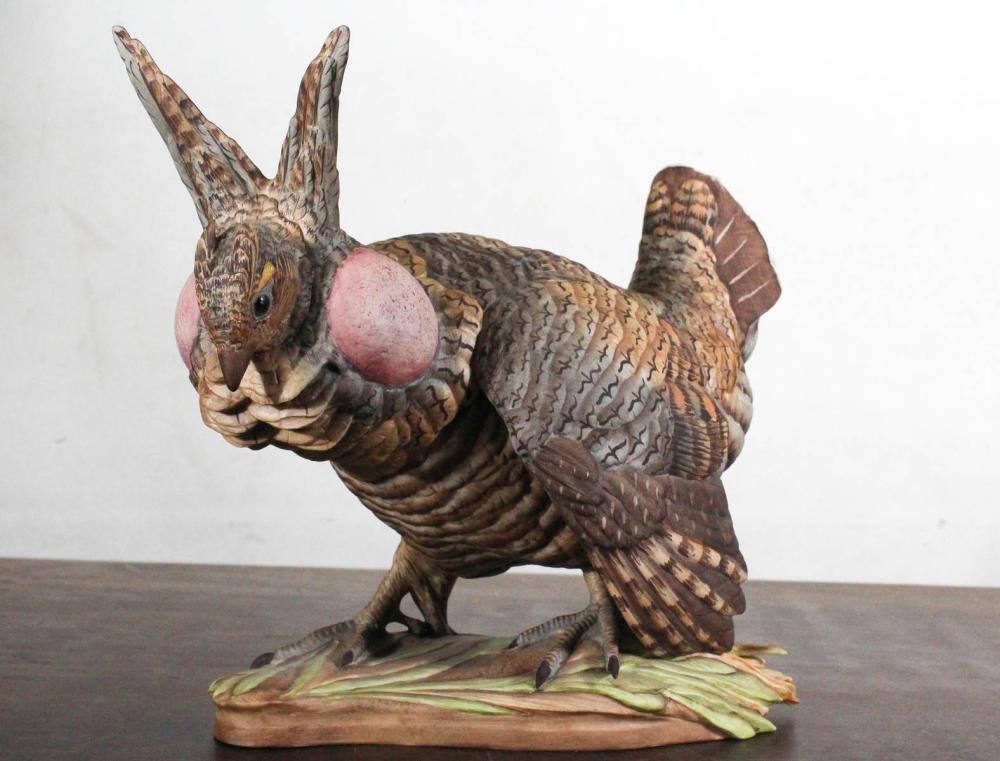 Appraisal: BOEHM PORCELAIN BISQUE LESSER PRAIRIE CHICKENS SCULPTURE limited edition introduced