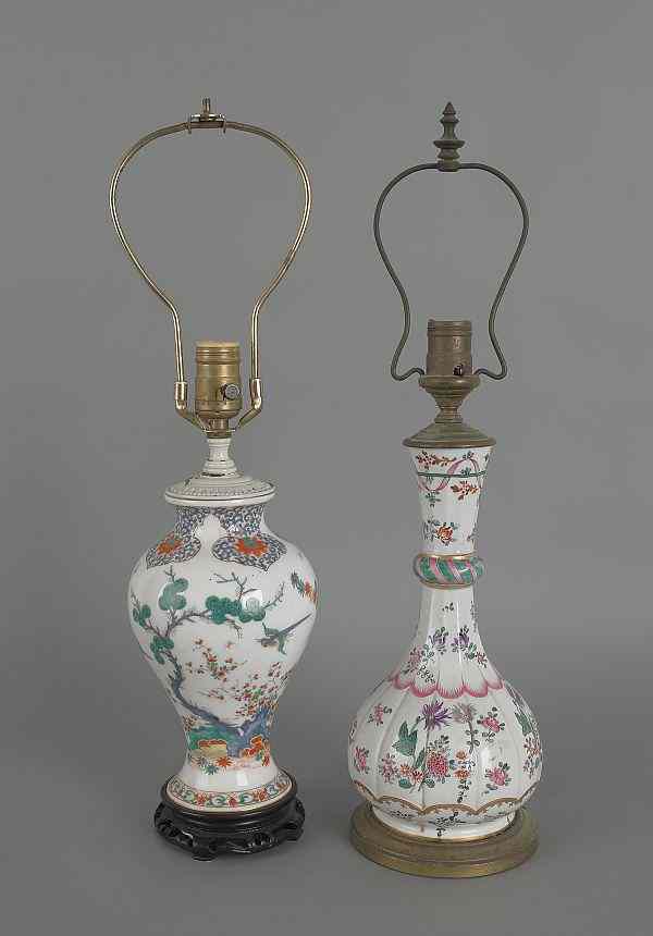 Appraisal: Chinese export porcelain table lamp h together with a Samson