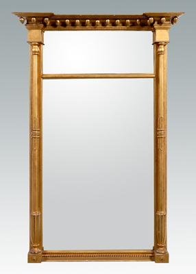 Appraisal: Federal gilt wood pier mirror carved and gilt columns centering