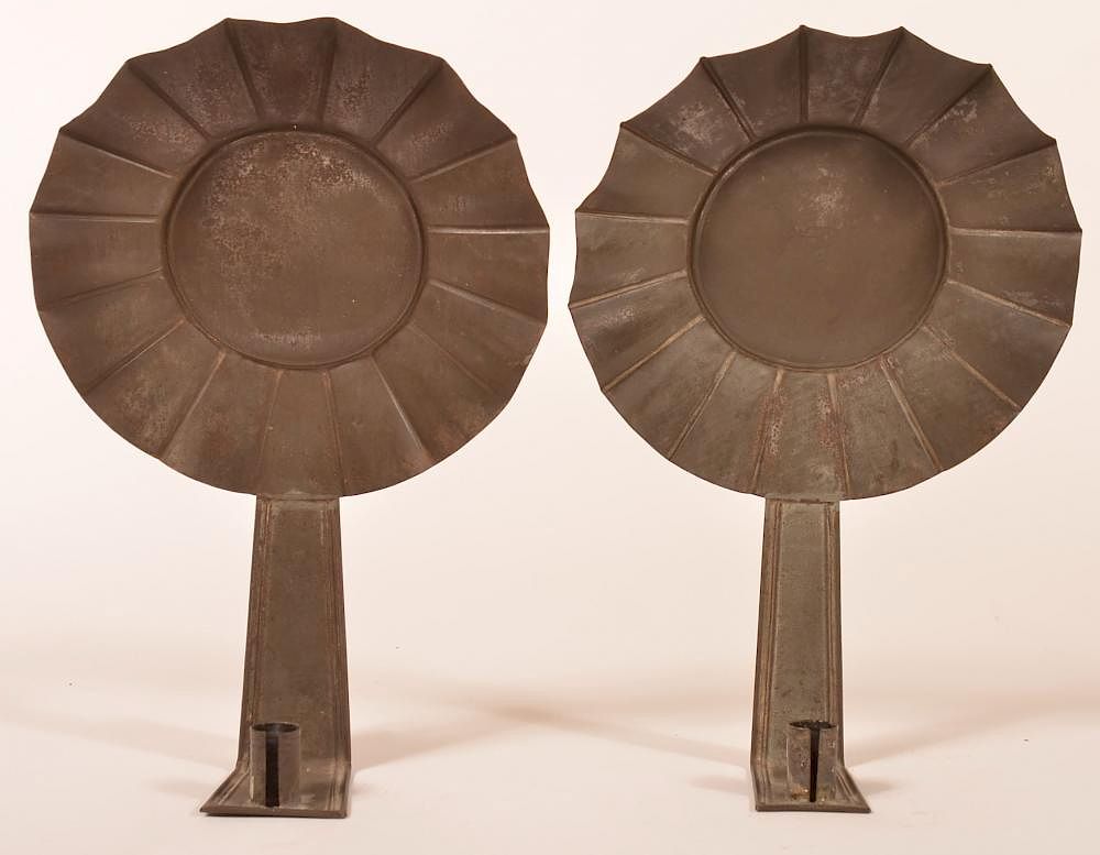 Appraisal: Pair of Early th Century Tin Candle Sconces Pair of