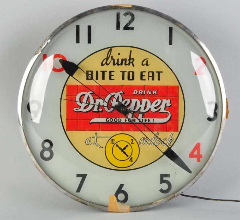 Appraisal: Electric Dr Pepper Telechron Light-Up Clock Description Case is fiberboard