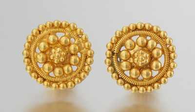 Appraisal: A Pair of k Gold Earrings k yellow gold round