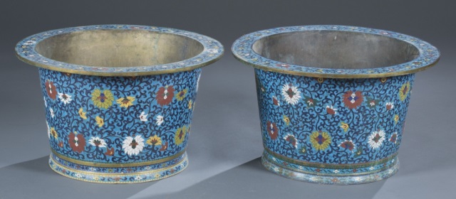 Appraisal: Two Large Cloisonne Planters H x Diameter