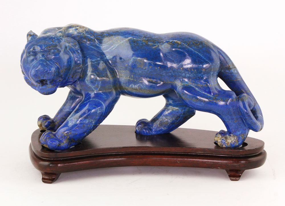 Appraisal: - Chinese Lapis Figure Chinese carved figure of a lion