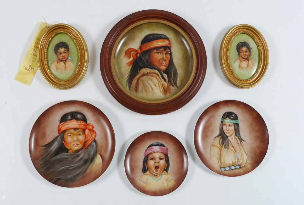 Appraisal: BECKER Irene American - Group of hand painted plaques and