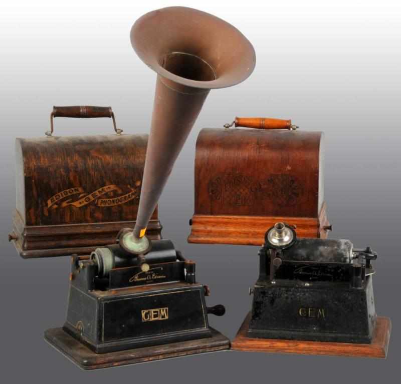 Appraisal: Lot of Edison Talking Machines Description One GEM phonograph is