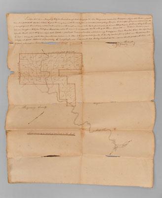 Appraisal: hand-drawn Virginia map Rough Sketch of acres of land in