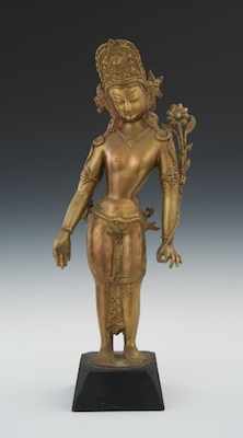 Appraisal: A Cast Brass Shiva Figure on Wood Base Standing apprx