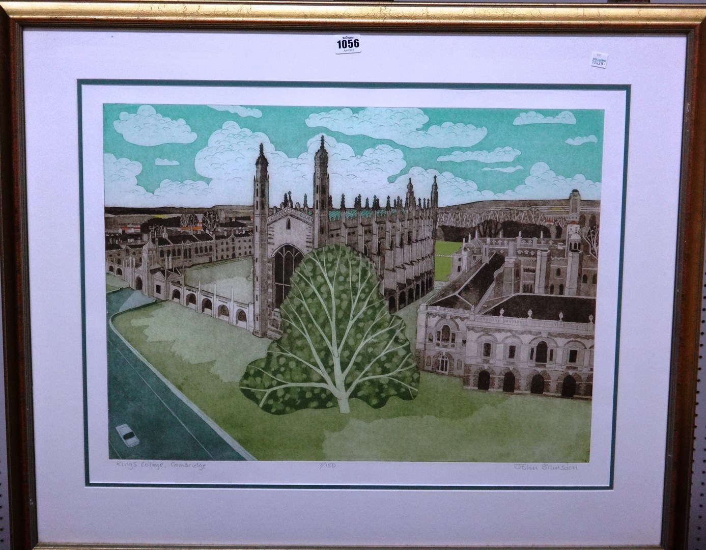 Appraisal: John Brunsdon - Kings College Cambridge colour etching with aquatint