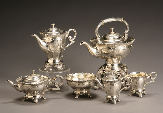 Appraisal: Continental Silver Six-Piece Coffee and Tea Service Probably J Wagner