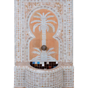 Appraisal: A Mosaic Tile Clad Metal Fountain th Century Height x