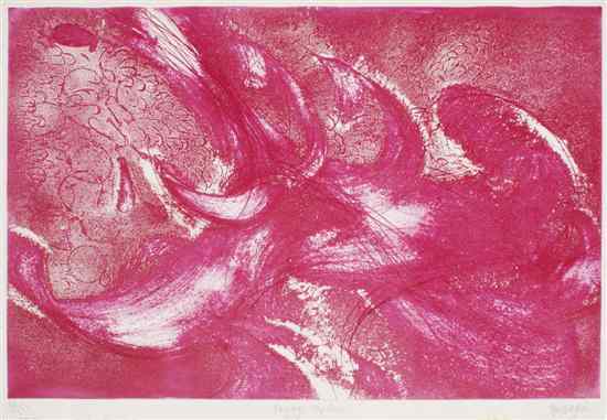 Appraisal: Jean Messangier th century Pink Abstract lithograph edition signed Messangier