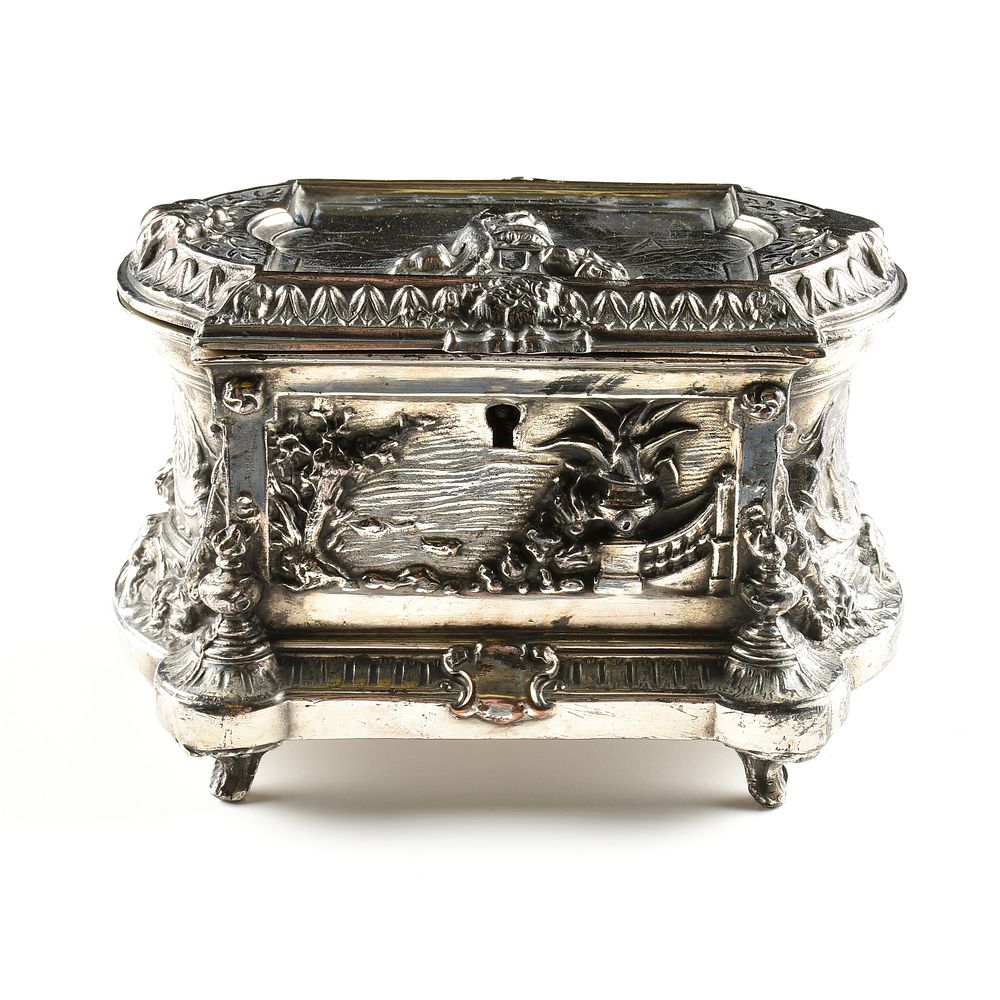 Appraisal: A RENAISSANCE REVIVAL SILVER PLATED JEWELRY CASKET BY E BAZZOTTI