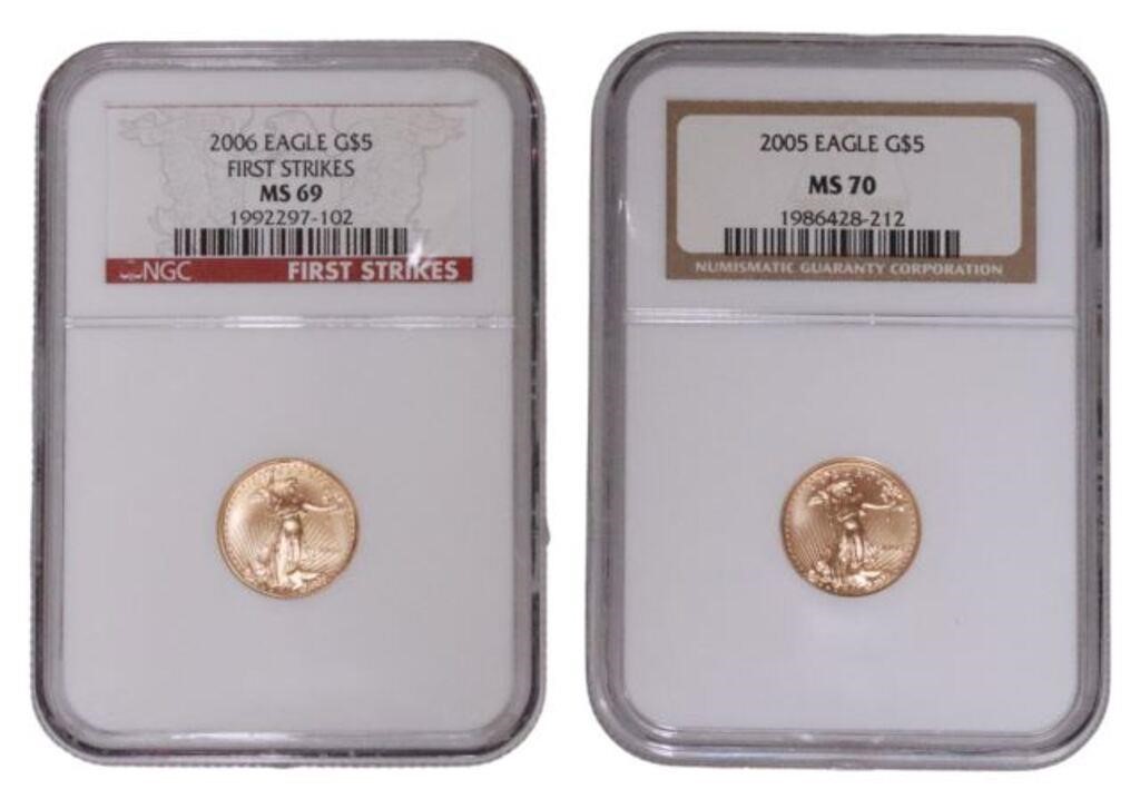 Appraisal: lot of U S Gold Eagle coins NGC Graded housed