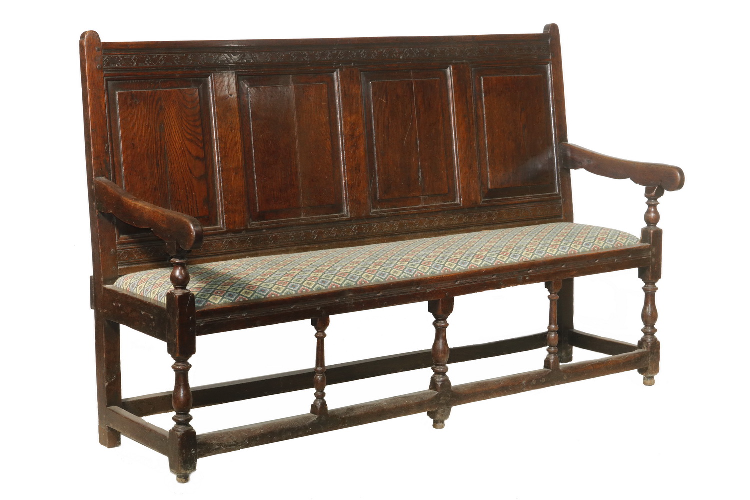 Appraisal: TH C ENGLISH OAK SETTEE th c English oak settee