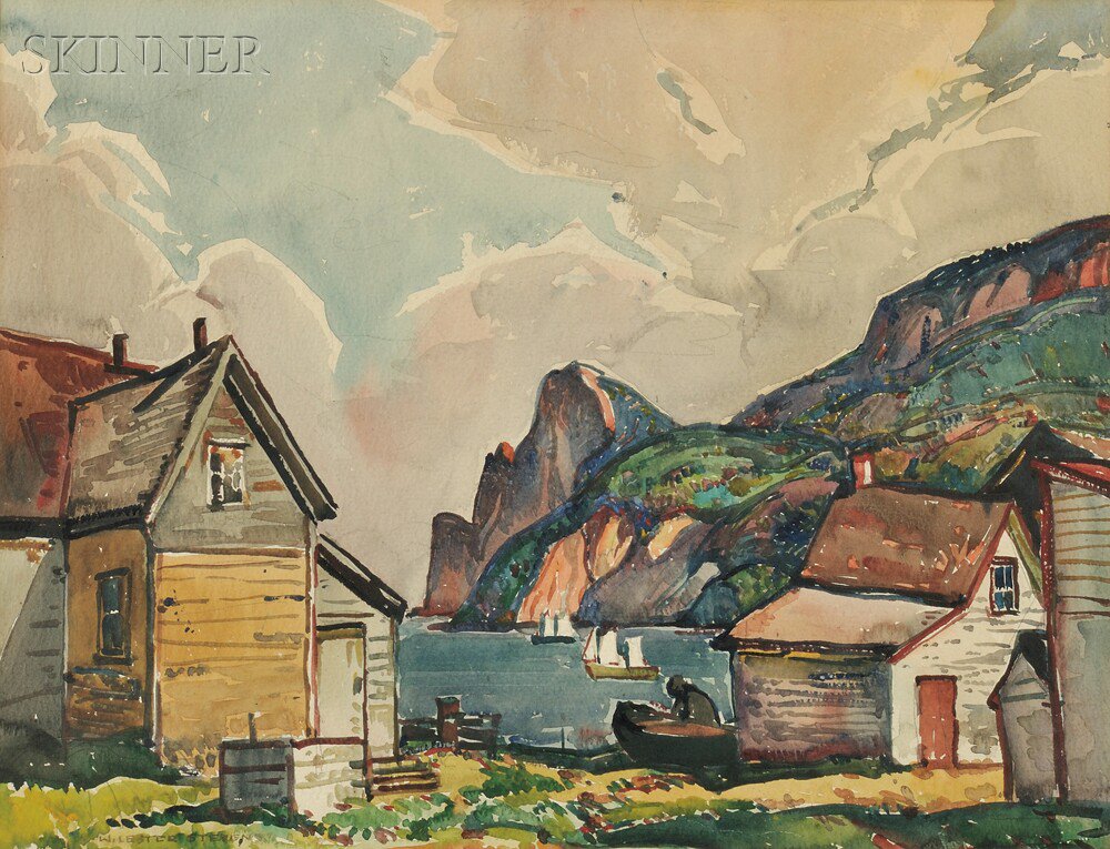 Appraisal: William Lester Stevens American - Fishing Village Probably Gasp Peninsula