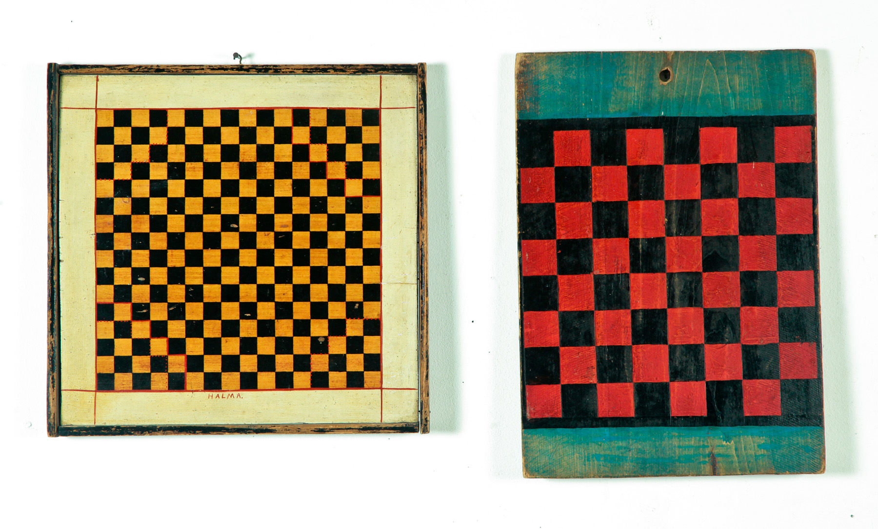 Appraisal: TWO AMERICAN GAMEBOARDS Late th century Single pine boards with