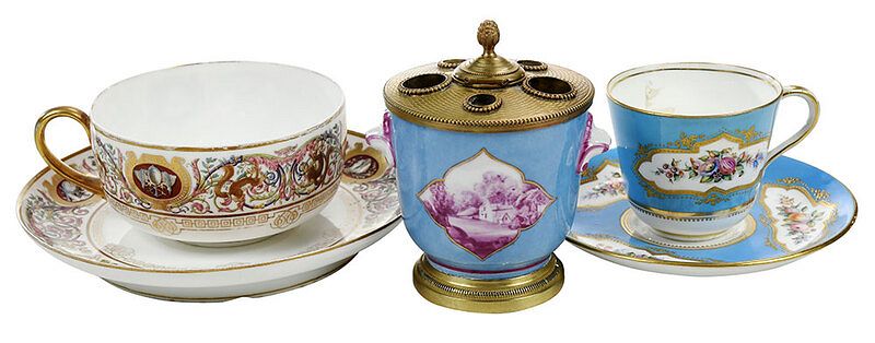 Appraisal: Five British and French Porcelain Table Items late th century