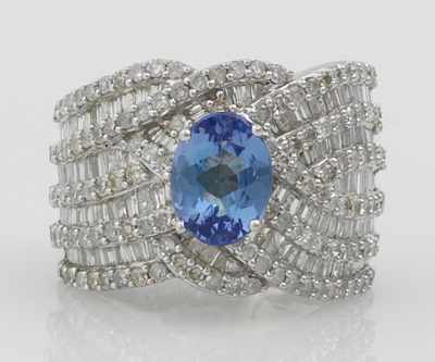 Appraisal: A Ladies' Diamond and Iolite Ring k white gold ring