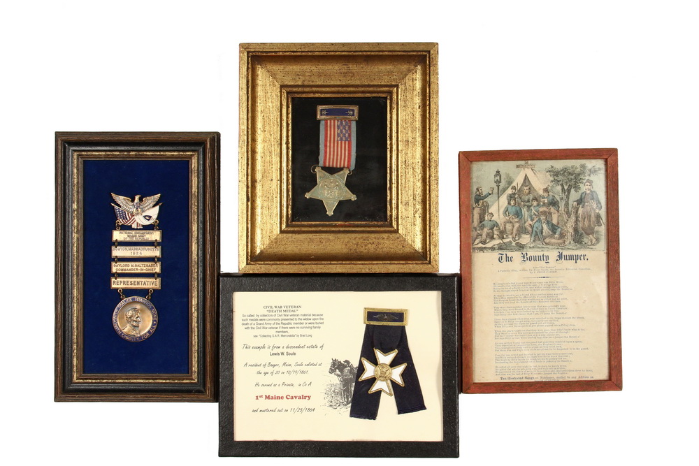 Appraisal: PCS FRAMED GAR MEMORABILIA - Civil War Grand Army of