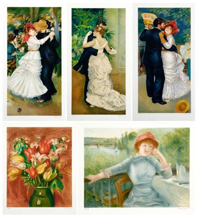 Appraisal: nbsp lithographs after Renoir dancing couples nbsp seven with woman