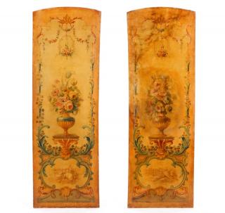 Appraisal: Pair of th C French Oil Painted Wall Panels French