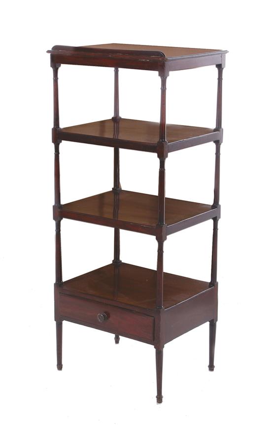 Appraisal: Regency mahogany whatnot reading stand circa adjustable tilt-top three shelves