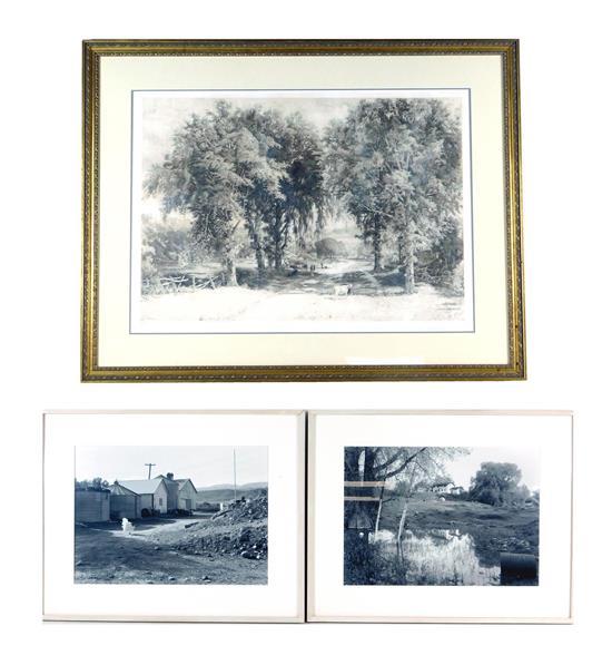 Appraisal: Three framed artworks two photographs by Thomas Neff and an