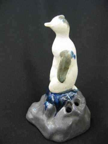 Appraisal: Fulper Pottery Figural Penquin Flower Frog '' signed excellent