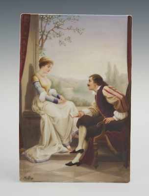 Appraisal: A Hand Painted French Porcelain Plaque Poetry Hand painted porcelain