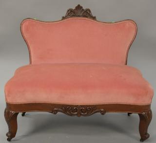 Appraisal: Diminutive Victorian loveseat wd in Diminutive Victorian loveseat wd in