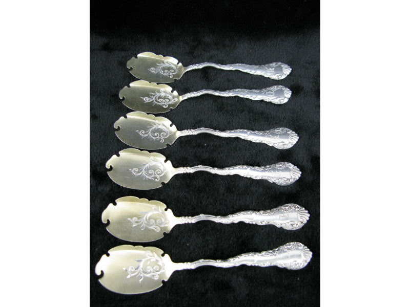 Appraisal: Set of Six Sterling Ice Cream Spoons sterling with gold