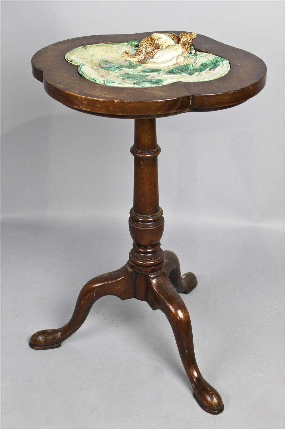 Appraisal: GEORGIAN STYLE MAHOGANY TEA TABLE WITH INSET AESOPS FABLE FOX