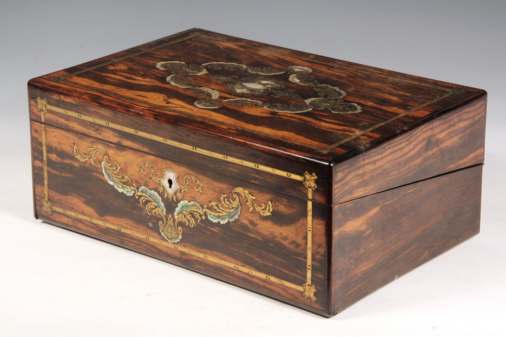 Appraisal: ENGLISH WRITING BOX - Victorian Rosewood Box with bronze and